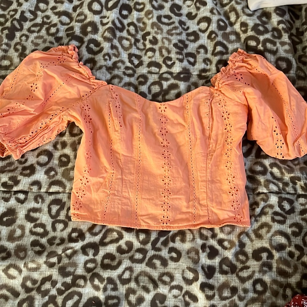 Peach off the shoulder crop top